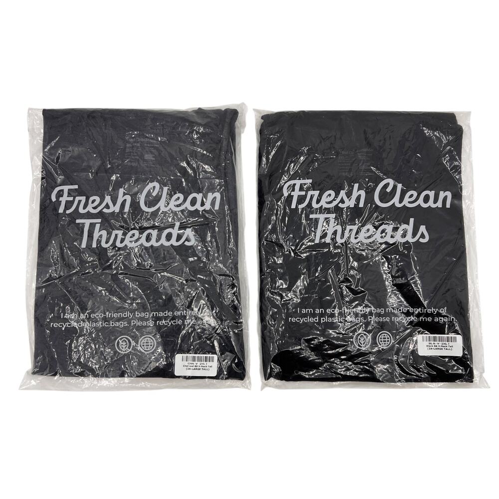 Fresh Clean Threads Shirt Mens 2XLT Tall Black Gray Short Sleeve V Neck Lot of 2